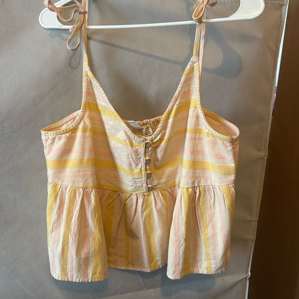 Roxy Striped Yellow and Pink Top